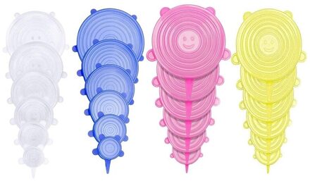 Silicone Stretch Cover 24 Stuks Van Herbruikbare Duurzaam En Flexibel Uitbreidbaar Siliconen Afsluitdeksel, Houden Voedsel Vers