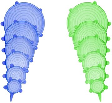 Silicone Stretch Deksels, 12-Pack Verschillende Gratis Flexibele Container Deksels Voedsel Covers Voor Alle Vorm Van Containers, magnetron & Dishwa