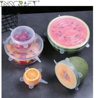 Silicone Stretch Lids Rectangle and Round Magic Fruits Lids Reusable Food Covers Bowls Cups Fridge Storage Stretch Lids
