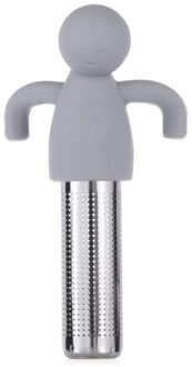 Silicone Thee-ei Little Man Vormige Theezeefje Ultra Fijne Mesh Roestvrij Staal Koffie Blad Thee Bal Zeef Zetgroep Filter grijs
