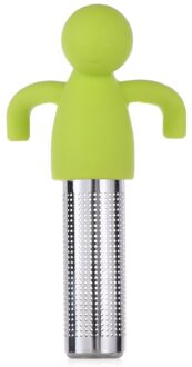 Silicone Thee-ei Little Man Vormige Theezeefje Ultra Fijne Mesh Roestvrij Staal Koffie Blad Thee Bal Zeef Zetgroep Filter groen