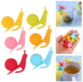 Silicone Theezakje Houder Leuke Slak Vorm Thee Clips Cup Thee Decoratie Tool Mok Opknoping Tool Randome Kleur 3stk