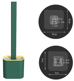 Silicone Toilet Brush WC Toilet Cleaning Brush Wall Mounted Flat Head Flexible Soft Bristles Brush With Quick Drying Holder set groen