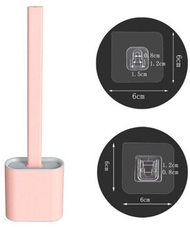 Silicone Toilet Brush WC Toilet Cleaning Brush Wall Mounted Flat Head Flexible Soft Bristles Brush With Quick Drying Holder set roze