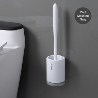 Silicone Toiletborstel Gratis Punch Muur Gemonteerde Borstel Huishoudelijke Badkamer Toiletborstel Badkamer Accessoires Wall-mounted grijs