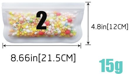 Silicone Voedsel Opbergtas Herbruikbare Vriezer Zak Ziplock Lekvrij Top Vruchten Lunchbox-FDA Goedgekeurd BPA Gratis 8.66X4.8duim