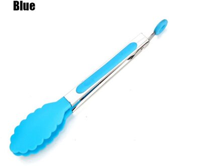 Silicone Voedsel Tong Roestvrijstalen Keuken Grill Keuken Accessoires Antislip Clip Clamp Bbq Salade Gereedschap Blauw