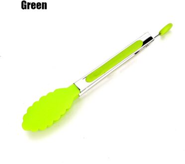 Silicone Voedsel Tong Roestvrijstalen Keuken Grill Keuken Accessoires Antislip Clip Clamp Bbq Salade Gereedschap groen
