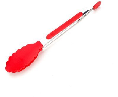 Silicone Voedsel Tong Rvs Keuken Tang Siliconen Antislip Koken Clip Clamp Bbq Salade Gereedschap Grill Keuken Accessoires Rood