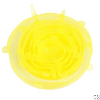 Silicone Voedsel Wrap Seal Deksel Deksel Stretch Gereedschap 6 Stks/set Herbruikbare Siliconen Wrap Voedsel Verse Houden Wrap Keuken Gereedschap geel