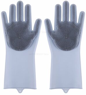 Siliconen Afwassen Handschoenen Badkamer Keuken Schoonmaak Handschoenen Huishouden Magie Handschoenen Schoonmaken Voor Huis Isolatie Gereedschap grijs 1 paar