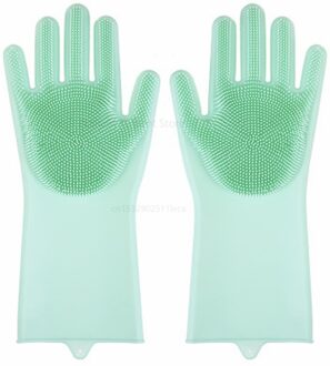Siliconen Afwassen Handschoenen Badkamer Keuken Schoonmaak Handschoenen Huishouden Magie Handschoenen Schoonmaken Voor Huis Isolatie Gereedschap groen 1 paar