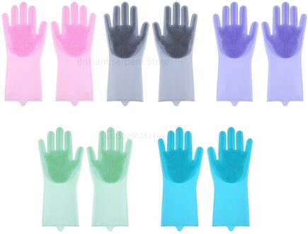 Siliconen Afwassen Handschoenen Badkamer Keuken Schoonmaak Handschoenen Huishouden Magie Handschoenen Schoonmaken Voor Huis Isolatie Gereedschap willekeurig 1 paar