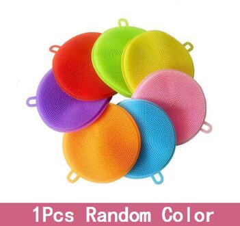 Siliconen Afwassen Scrubber Food Grade Keuken Schotel Borstel Antibacteriële Voor Pot Pan Kom Fruit Groente 1stk willekeurig kleur