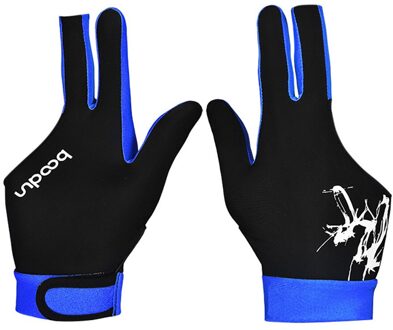 Siliconen Antislip Drie-Vinger Biljart Handschoen Spandex Snooker Drie-Vinger Biljart Handschoen Zwembad Links En Rechts open Hand Handschoen blauw / M