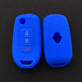 Siliconen autosleutel auto case voor renault kadjar 3 knop floding sleutel case cover shell blauw A
