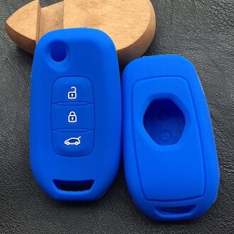 Siliconen autosleutel auto case voor renault kadjar 3 knop floding sleutel case cover shell Blauw