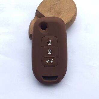 Siliconen autosleutel auto case voor renault kadjar 3 knop floding sleutel case cover shell Bruin