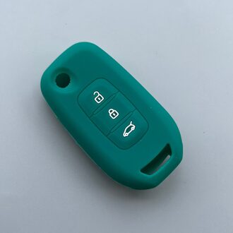 Siliconen autosleutel auto case voor renault kadjar 3 knop floding sleutel case cover shell donker groen