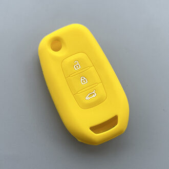 Siliconen autosleutel auto case voor renault kadjar 3 knop floding sleutel case cover shell geel