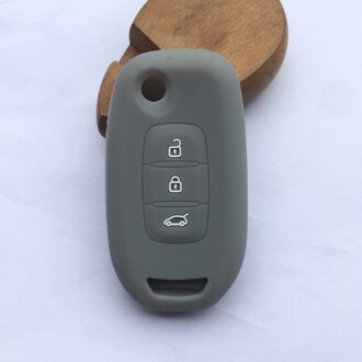 Siliconen autosleutel auto case voor renault kadjar 3 knop floding sleutel case cover shell grijs