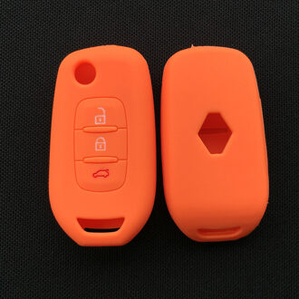 Siliconen autosleutel auto case voor renault kadjar 3 knop floding sleutel case cover shell oranje A