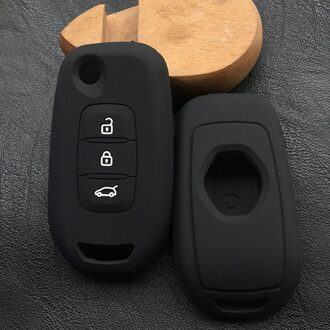 Siliconen autosleutel auto case voor renault kadjar 3 knop floding sleutel case cover shell zwart
