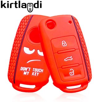 Siliconen Autosleutel Geval Voor Vw Volkswagen Polo Golf Passat Caddy T6 Tiguan Skoda A7 Octavia Rapid Seat Ibiza Leon flip Ateca 1stk A rood