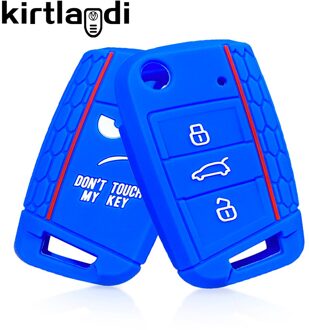 Siliconen Autosleutel Geval Voor Vw Volkswagen Polo Golf Passat Caddy T6 Tiguan Skoda A7 Octavia Rapid Seat Ibiza Leon flip Ateca 1stk B blauw