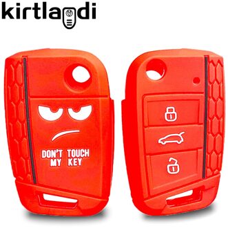 Siliconen Autosleutel Geval Voor Vw Volkswagen Polo Golf Passat Caddy T6 Tiguan Skoda A7 Octavia Rapid Seat Ibiza Leon flip Ateca 1stk B rood