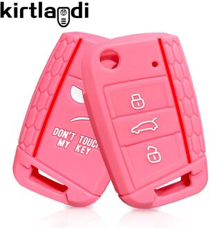 Siliconen Autosleutel Geval Voor Vw Volkswagen Polo Golf Passat Caddy T6 Tiguan Skoda A7 Octavia Rapid Seat Ibiza Leon flip Ateca 1stk B roze