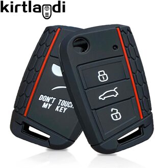 Siliconen Autosleutel Geval Voor Vw Volkswagen Polo Golf Passat Caddy T6 Tiguan Skoda A7 Octavia Rapid Seat Ibiza Leon flip Ateca 1stk B zwart