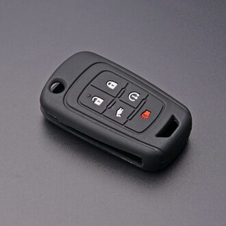 Siliconen Autosleutelzakje Cover Case Houder Shell Shirt Voor Chevrolet Chevy Volt 5 Knoppen Afstandsbediening Keyless Reparatie Huid Sleutelhanger zwart