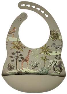 Siliconen - Baby Slabbetje - Met opvangbakje - Safari - Sage Sage / Groen