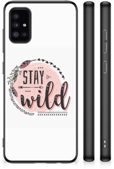 Siliconen Back Cover Samsung Galaxy A51 Telefoon Hoesje met Zwarte rand Boho Stay Wild