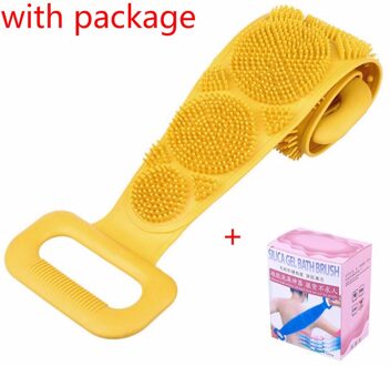 Siliconen Badhanddoek Wrijven Terug Exfoliërende Dode Huid Body Massage Borstel Bad Borstel Wrijven Handdoek Douche Cleaner Badkamer Gereedschap geel