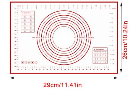 Siliconen Bakken Mat Gebak Rolling Keuken Kneden Deeg Mat Gereedschap Dikke Non-stick Rolling Matten Gebak Accessoires Vel Pads rood 29x26cm