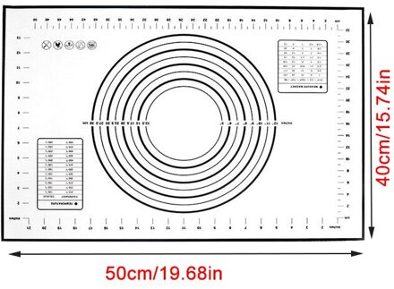 Siliconen Bakken Mat Gebak Rolling Keuken Kneden Deeg Mat Gereedschap Dikke Non-stick Rolling Matten Gebak Accessoires Vel Pads zwart 50x40cm
