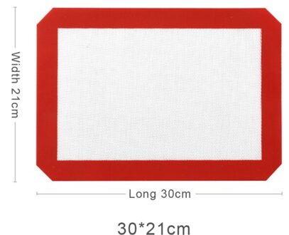 Siliconen Bakken Mat Non-stick Bakplaat Liner Sheet Pad Herbruikbare Bbq Grill Mat Bakplaat Oven Mat Koken bakvormen Gereedschap 30x21cm rood