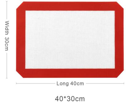 Siliconen Bakken Mat Non-stick Bakplaat Liner Sheet Pad Herbruikbare Bbq Grill Mat Bakplaat Oven Mat Koken bakvormen Gereedschap 40x30cm rood