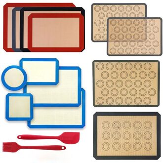 Siliconen Bakken Mat Pad Vel Bakken Gebak Gereedschap Non-stick Rolling Deeg Mat Grote Maat Voor Cake Cookie Macaron keuken Gereedschap rood 42x29.5cm