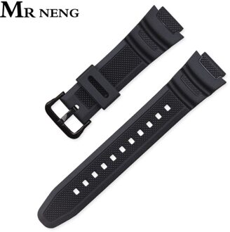 Siliconen Band voor Casio AE-1000w AQ-S810W SGW-400H/SGW-300H Rubber Horlogeband Pin Gesp Horloge Pols Zwart zwart B