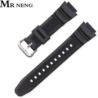 Siliconen Band voor Casio AE-1000w AQ-S810W SGW-400H/SGW-300H Rubber Horlogeband Pin Gesp Horloge Pols Zwart zwart S