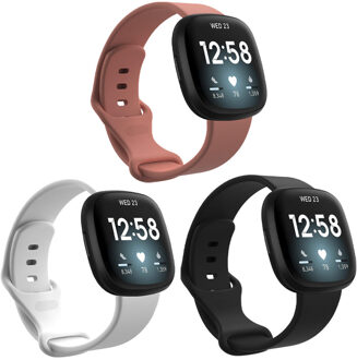 Siliconen bandje Multipack voor Fitbit Sense / Versa 3 - Zwart / Wit / Oranje