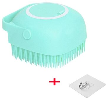 Siliconen Bath Body Brush Met Douche Scrubber Met Gel Dispenser Soft Massager Douche Borstel Hond Shampoo Grooming Borstels Haken groen