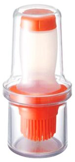 Siliconen Bbq Tool Grill Olie Fles Met Borstels Barbecue Gebraden Hittebestendige Bedruipen Bakken Borstel Accessoires Keuken groot oranje