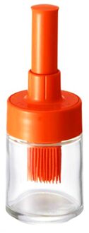 Siliconen Bbq Tool Grill Olie Fles Met Borstels Barbecue Gebraden Hittebestendige Bedruipen Bakken Borstel Accessoires Keuken klein oranje