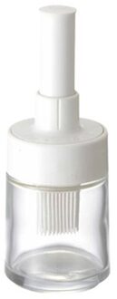 Siliconen Bbq Tool Grill Olie Fles Met Borstels Barbecue Gebraden Hittebestendige Bedruipen Bakken Borstel Accessoires Keuken klein wit