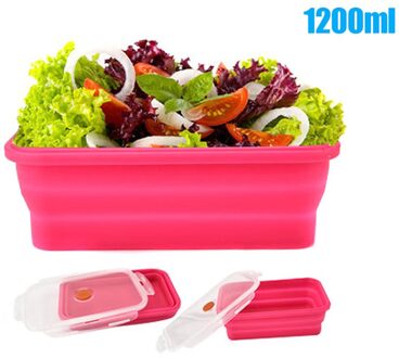 Siliconen Bento Box Vouwen Lunch Kom Voedsel Opslag Container Dozen Servies BOM666 1200ML
