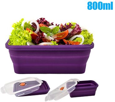 Siliconen Bento Box Vouwen Lunch Kom Voedsel Opslag Container Dozen Servies BOM666 800ML